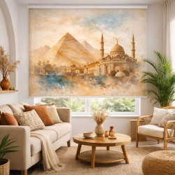 Estor Enrollable El Cairo | Estor Decorativo de Ciudades con Pirámides | Estores Iroa