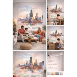 Estor Decorativo Chicago Skyline Acuarela | Estores Iroa