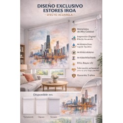 Estor Decorativo Chicago Skyline Acuarela | Estores Iroa