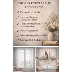 Estor Nueva York Personalizado con Coordenadas | Estor Enrollable Decorativo | Estores Iroa
