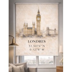 Estor Londres Personalizado con Coordenadas | Estor Enrollable Decorativo | Estores Iroa
