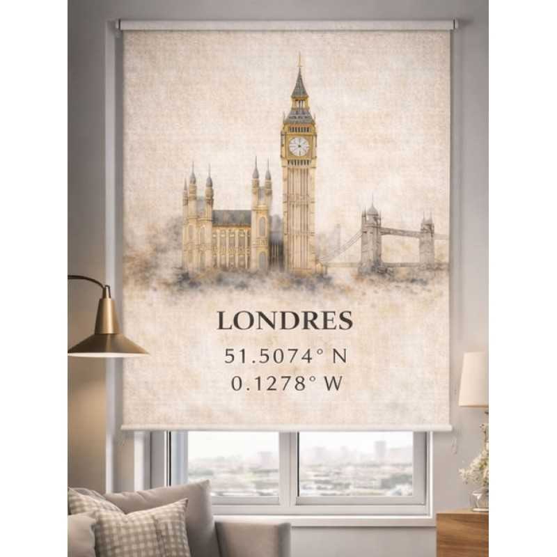 Estor Londres Personalizado con Coordenadas | Estor Enrollable Decorativo | Estores Iroa