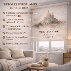 stor Personalizado Montmartre con Coordenadas | Estor Enrollable a Medida| Estores Iroa