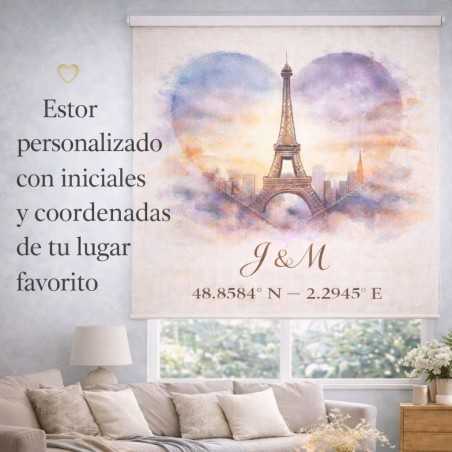 Estor Personalizado con Iniciales y Coordenadas | Estor a Medida | Estores Iroa
