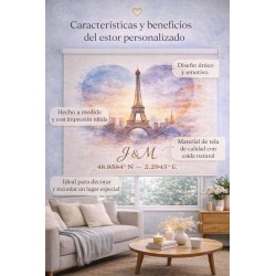 Estor Personalizado con Iniciales y Coordenadas | Estor a Medida | Estores Iroa