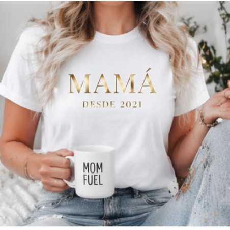 Camiseta Mamá Desde Personalizada en Dorado | Regalo Día de la Madre