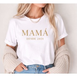Camiseta Mamá Desde Personalizada en Dorado | Regalo Día de la Madre