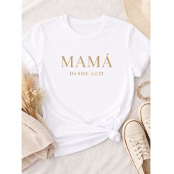 Camiseta Mamá Desde Personalizada en Dorado | Regalo Día de la Madre