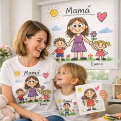 Camiseta personalizada mamá con dibujo infantil | Regalo Día de la Madre