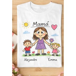 Camiseta personalizada mamá con dibujo infantil | Regalo Día de la Madre