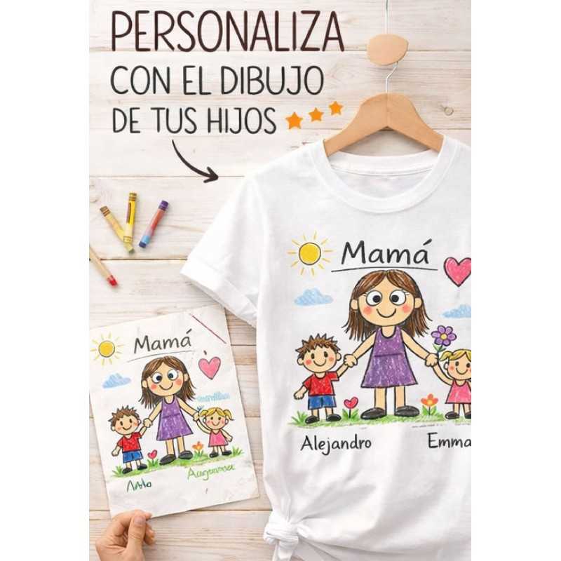 Camiseta personalizada mamá con dibujo infantil | Regalo Día de la Madre