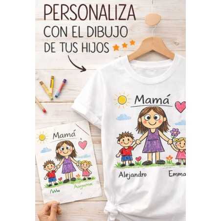 Camiseta personalizada mamá con dibujo infantil | Regalo Día de la Madre