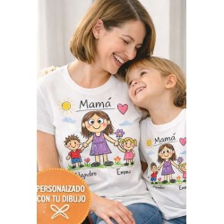 Camiseta personalizada mamá con dibujo infantil | Regalo Día de la Madre