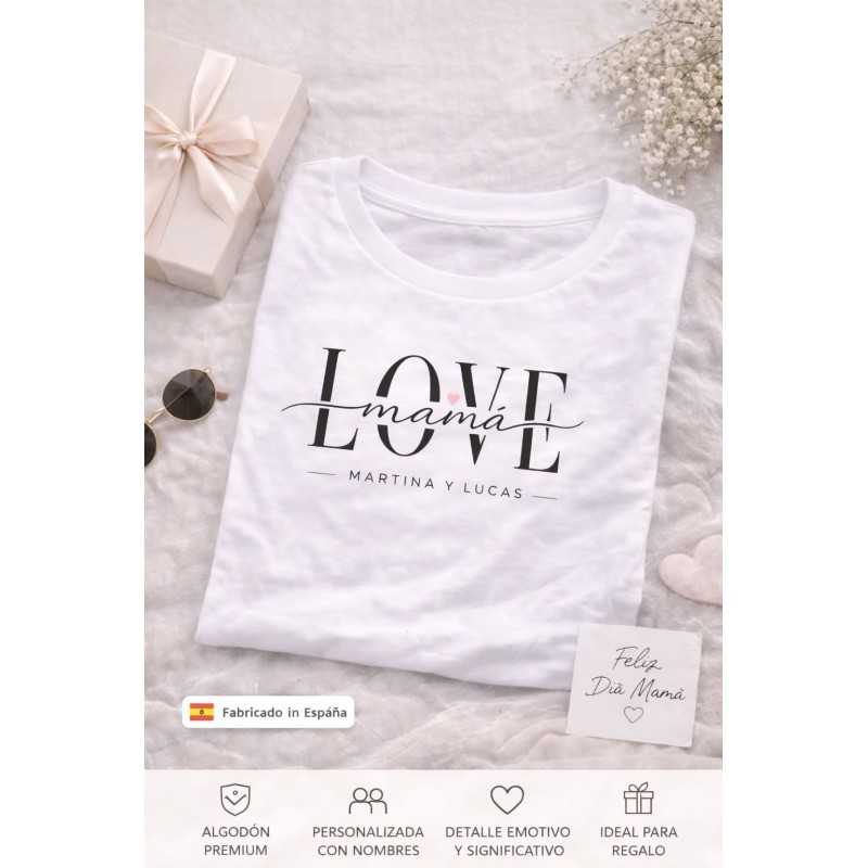 Camiseta Mamá Personalizada con Nombres de Hijos | Love Diseño | Regalo Día de la Madre original | Estores Iroa
