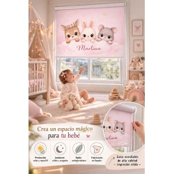 Estor Infantil Personalizado con Nombre Rosa | Estor Bebé de Calidad | Estores Iroa