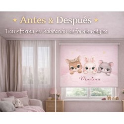 Estor Infantil Personalizado con Nombre Rosa | Estor Bebé de Calidad | Estores Iroa