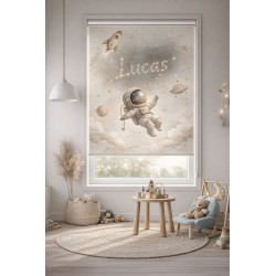 Estor Infantil Astronauta con Nombre | Estor Bebé Espacio Personalizado | Estores Iroa