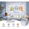 Estor Infantil Dinosaurios Personalizado con Nombre | Estor Bebé Azul | Estores Iroa