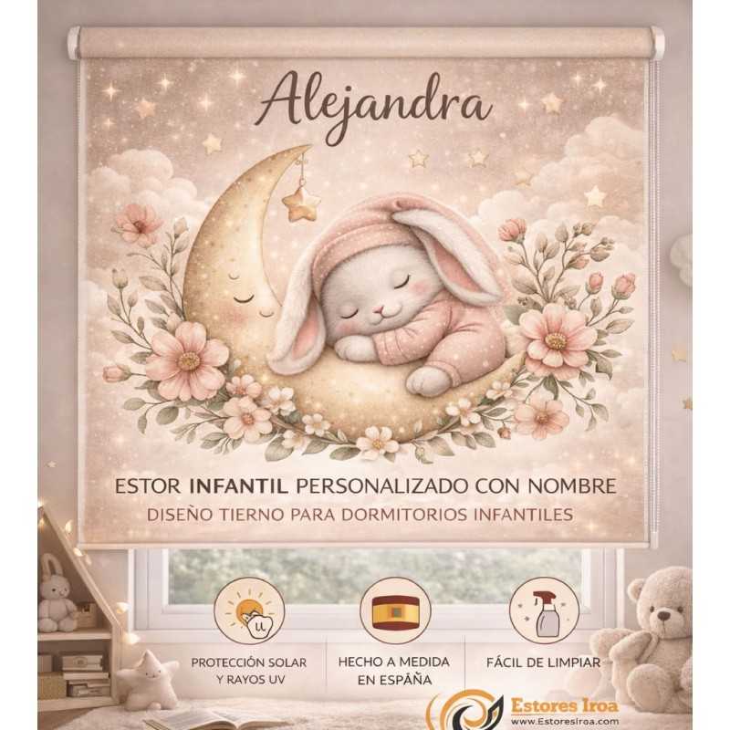 Estor infantil personalizado con nombre | Estor enrollable bebé – Cuna Mágica | Estores Iroa