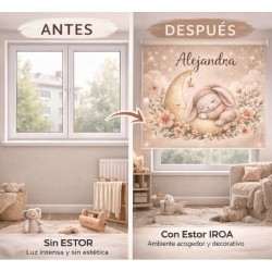 Estor infantil personalizado con nombre | Estor enrollable bebé – Cuna Mágica | Estores Iroa