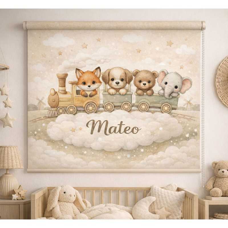 Estor Infantil Personalizado con Nombre Tren | Bebé y Niños | Estores Iroa