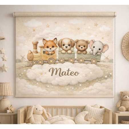 Estor Infantil Personalizado con Nombre Tren | Bebé y Niños | Estores Iroa