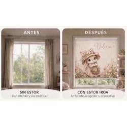 Estor infantil personalizado con nombre - Estor enrollable infantil Jardín Mágico | Estores Iroa