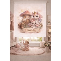 Estor enrollable infantil personalizado con nombre | Estor para habitación de bebé y niña| Estores Iroa