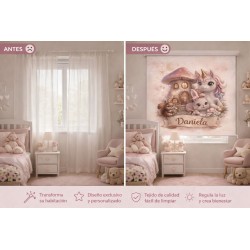 Estor enrollable infantil personalizado con nombre | Estor para habitación de bebé y niña| Estores Iroa