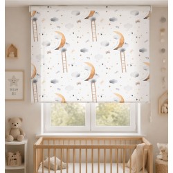 Estor Infantil Personalizado Nubes y Luna | Estor Bebé Enrollable a Medida