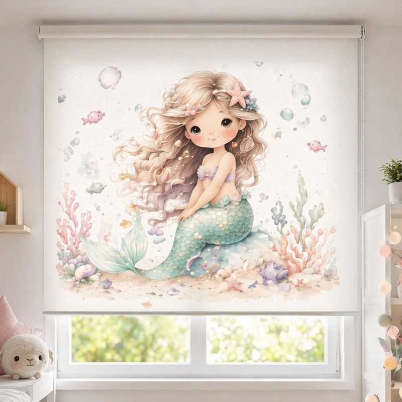 Estor Infantil Sirena Pastel | Estor Enrollable Niña Decorativo | Estores Iroa