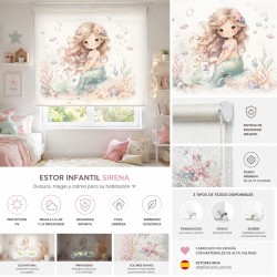 Estor Infantil Sirena Pastel | Estor Enrollable Niña Decorativo | Estores Iroa