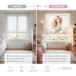 Estor Infantil Sirena Pastel | Estor Enrollable Niña Decorativo | Estores Iroa