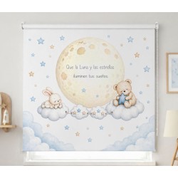 Estor Infantil Luna y Estrellas | Estor Bebé Enrollable | Estores Iroa
