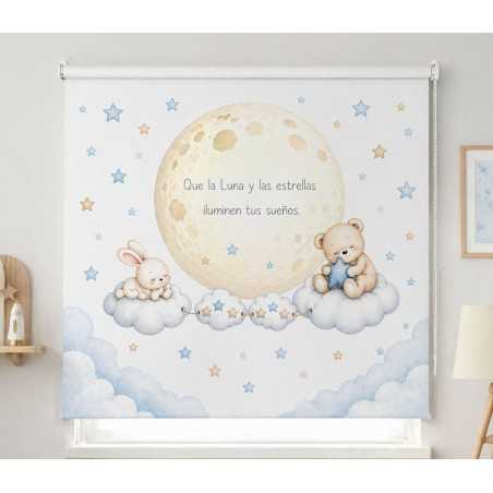 Estor Infantil Luna y Estrellas | Estor Bebé Enrollable | Estores Iroa