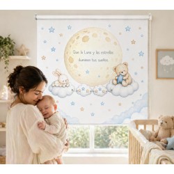 Estor Infantil Luna y Estrellas | Estor Bebé Enrollable | Estores Iroa