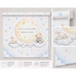 Estor Infantil Luna y Estrellas | Estor Bebé Enrollable | Estores Iroa