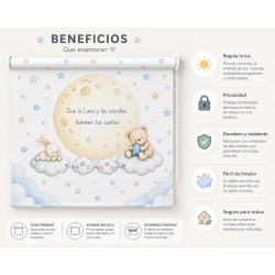 Estor Infantil Luna y Estrellas | Estor Bebé Enrollable | Estores Iroa