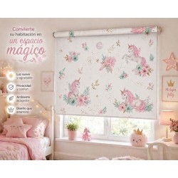 Estor Infantil Unicornio y Flores | Estor Enrollable Niña Fabricado en España