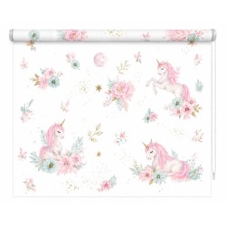 Estor Infantil Unicornio y Flores | Estor Enrollable Niña Fabricado en España