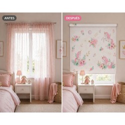 Estor Infantil Unicornio y Flores | Estor Enrollable Niña Fabricado en España
