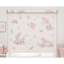 Estor Infantil Unicornio y Flores | Estor Enrollable Niña Fabricado en España
