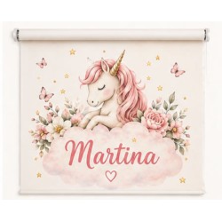 Estor Infantil Personalizado Unicornio con Nombre | Estor para habitación de bebé y niña| Estores Iroa