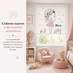 Estor Enrollable Infantil Personalizado con Nombre | Diente de León Niña | Estores Iroa