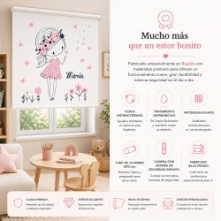 Estor Enrollable Infantil Personalizado con Nombre | Diente de León Niña | Estores Iroa