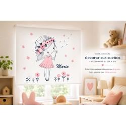 Estor Enrollable Infantil Personalizado con Nombre | Diente de León Niña | Estores Iroa