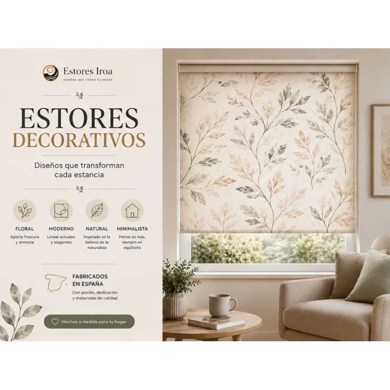 Estor Enrollable Decorativo Hojas Beige Autumn | Estores Iroa