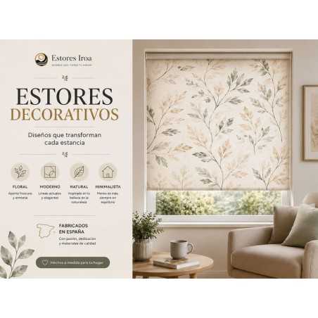 Estor Enrollable Decorativo Hojas Beige Autumn | Estores Iroa