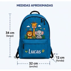 Mochila Infantil Personalizada con Nombre | Animales de la Selva | Estores Iroa