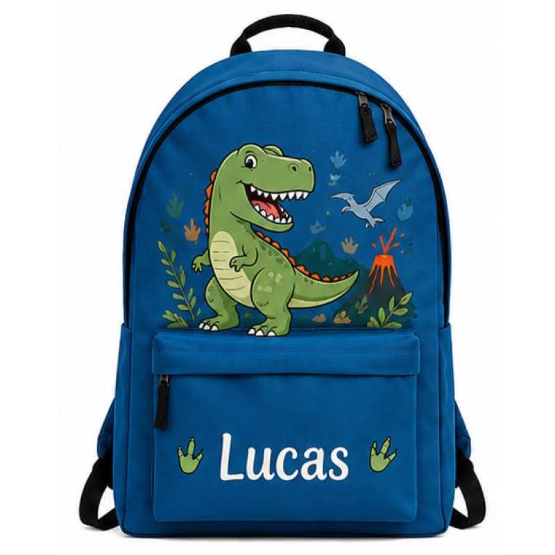 Mochila Dinosaurio Personalizada con Nombre | Mochila Escolar Infantil Dinosaurio Azul | Estores Iroa
